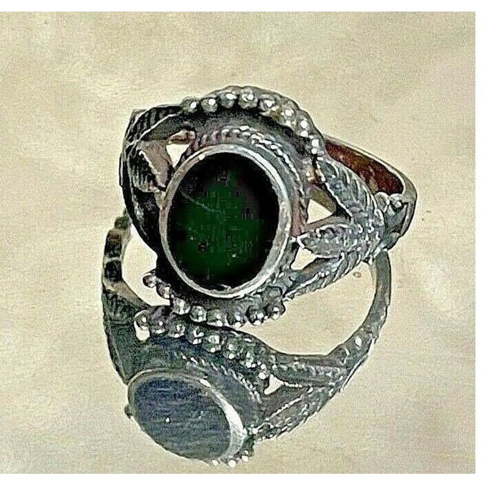 925 STERLING SILVER& ONYX RING SIZE 6 SKY